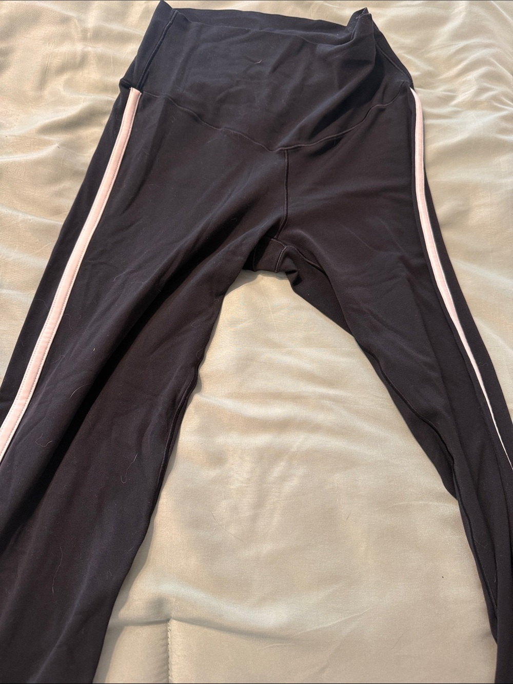 Aerie Black Leggings with Cream Side Trim - Picture 3 of 7